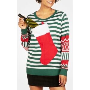 TIPSY ELVES STOCKING STUFFER 3D UGLY CHRISTMAS SWEATER Women's Size Large